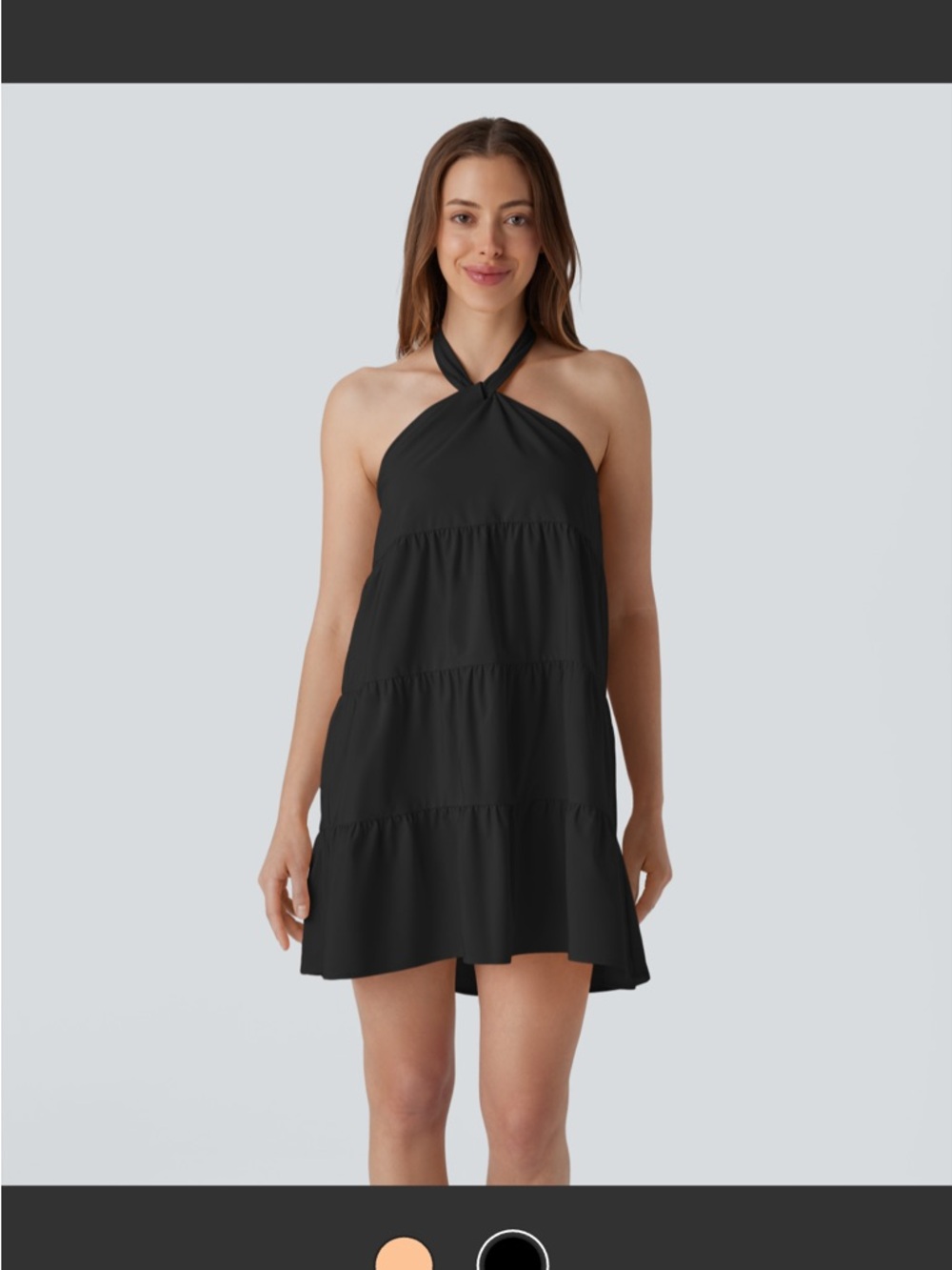 HALARA Black Halter Tiered Mini Dress